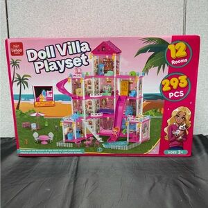Doll Villa Playset - Pink and White